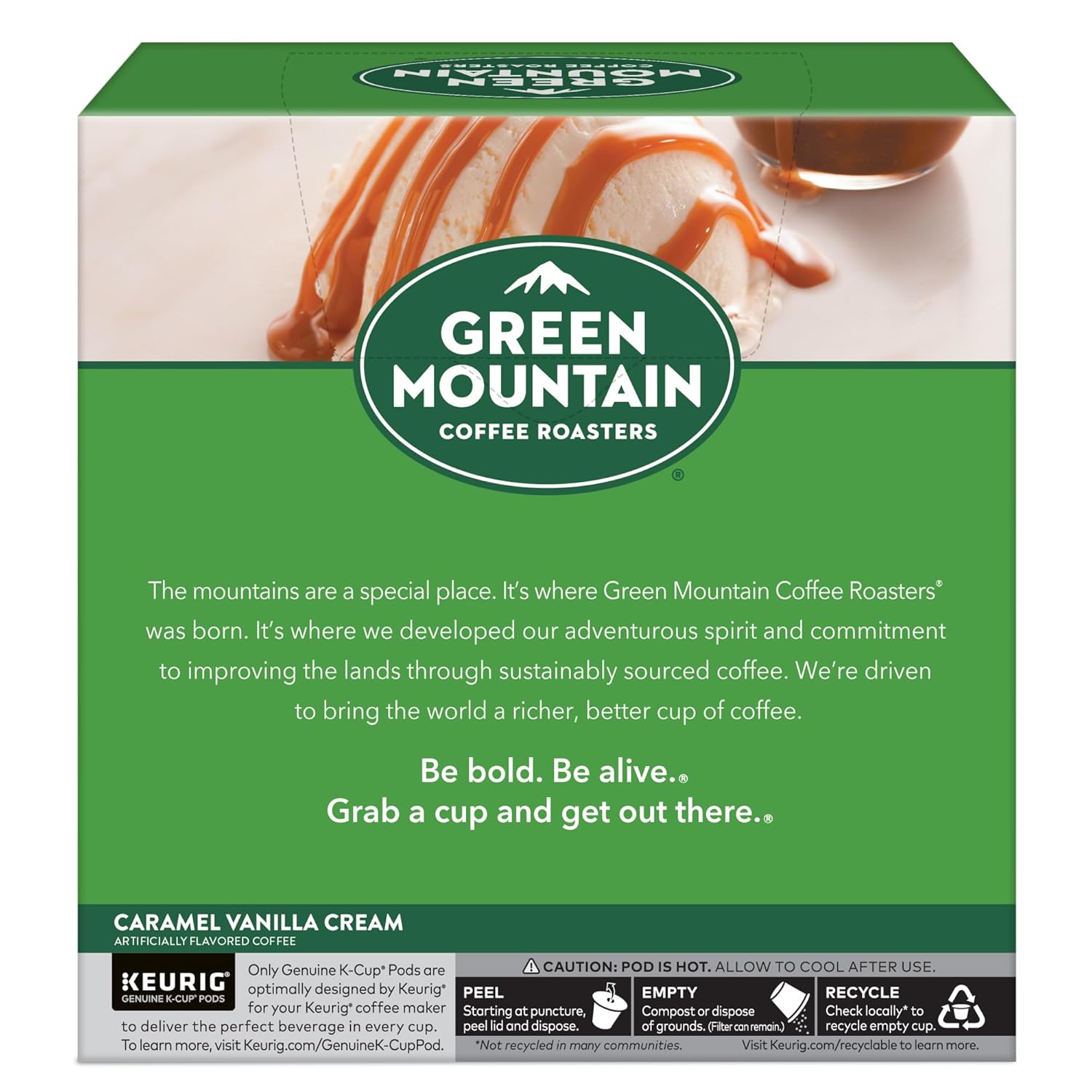 Green Mountain Coffee Roasters Caramel Vanilla Cream Keurig Single-Serve K-Cup pods, Light Roast Coffee, 72 Count (6 Packs of 12)