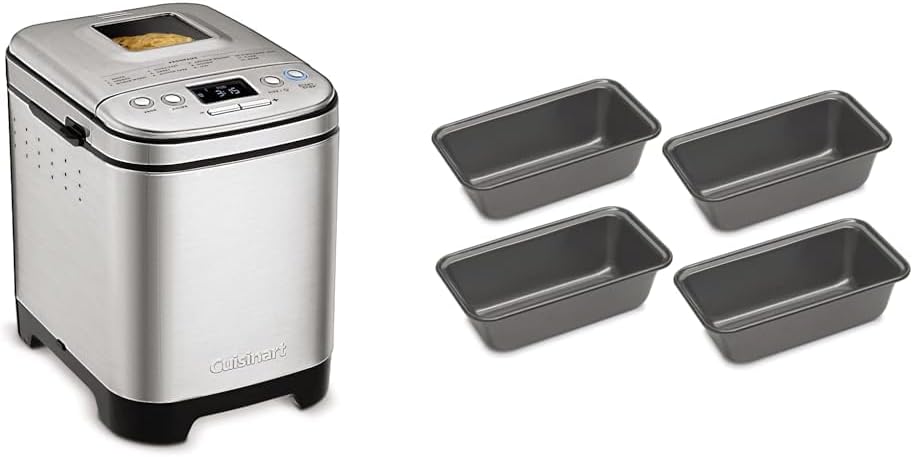 Cuisinart Bread Maker Machine, Compact and Automatic, Customizable Settings, Up to 2lb Loaves, CBK-110P1, Silver,Black