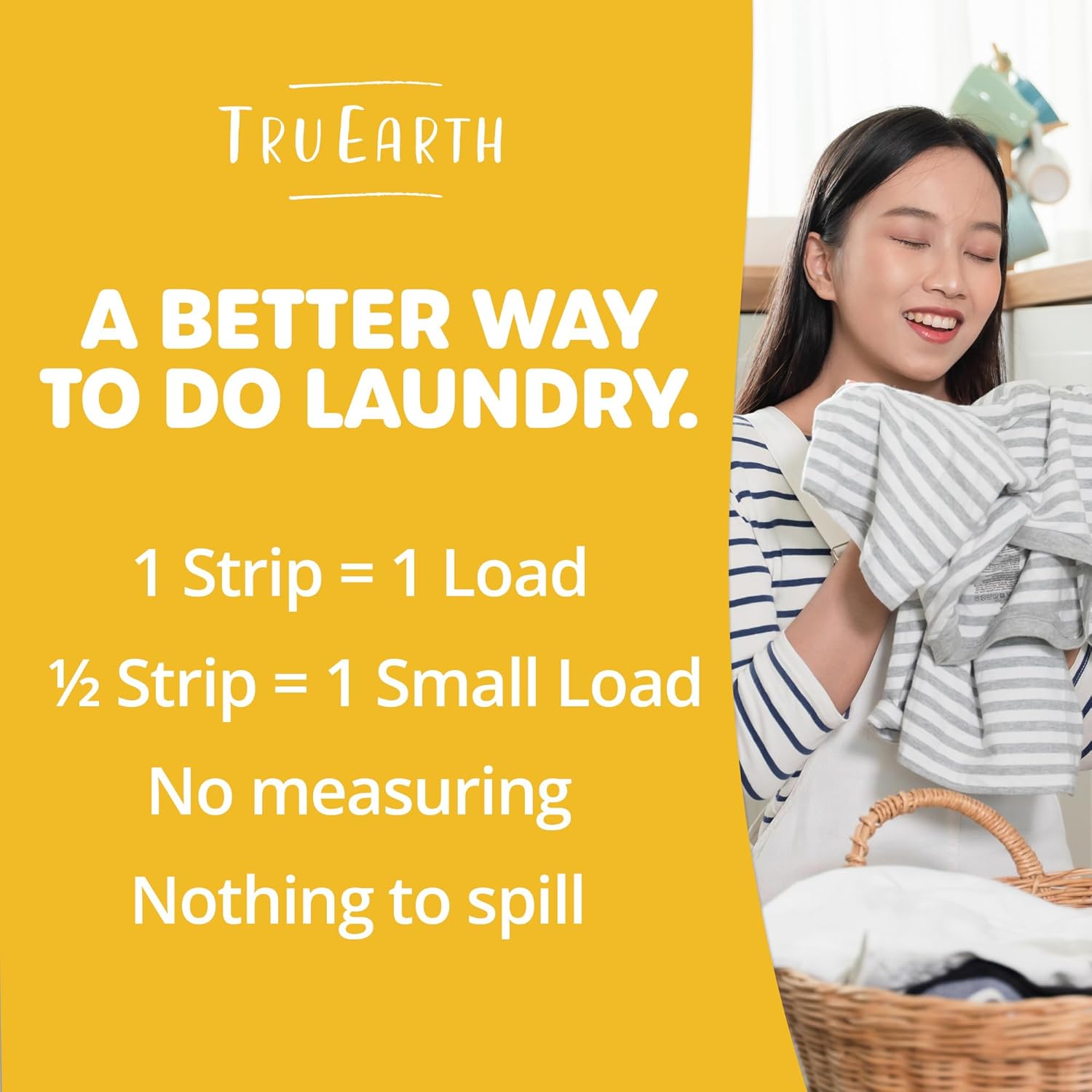 Tru Earth Compact Dry Laundry Detergent Sheets - Up to 64 Loads (32 Sheets) - Paraben-Free - Original Eco-Strip Liquidless Laundry Detergent, Travel Laundry Sheets - Fresh Linen