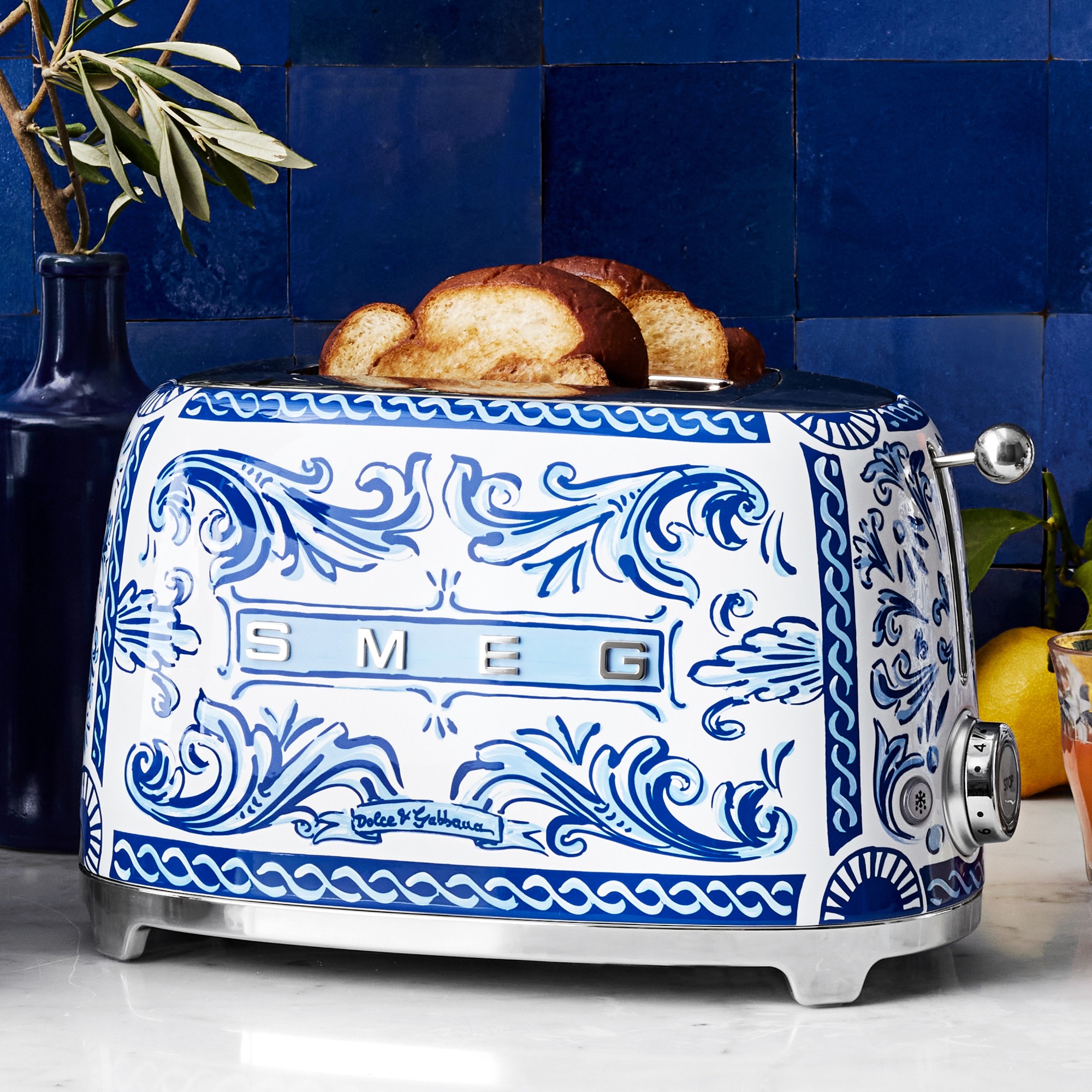 SMEG Dolce & Gabbana 2-Slice Toaster, Blu Mediterraneo