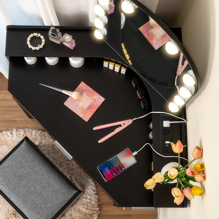 Evangelos Vanity Set with Stool and Mirror