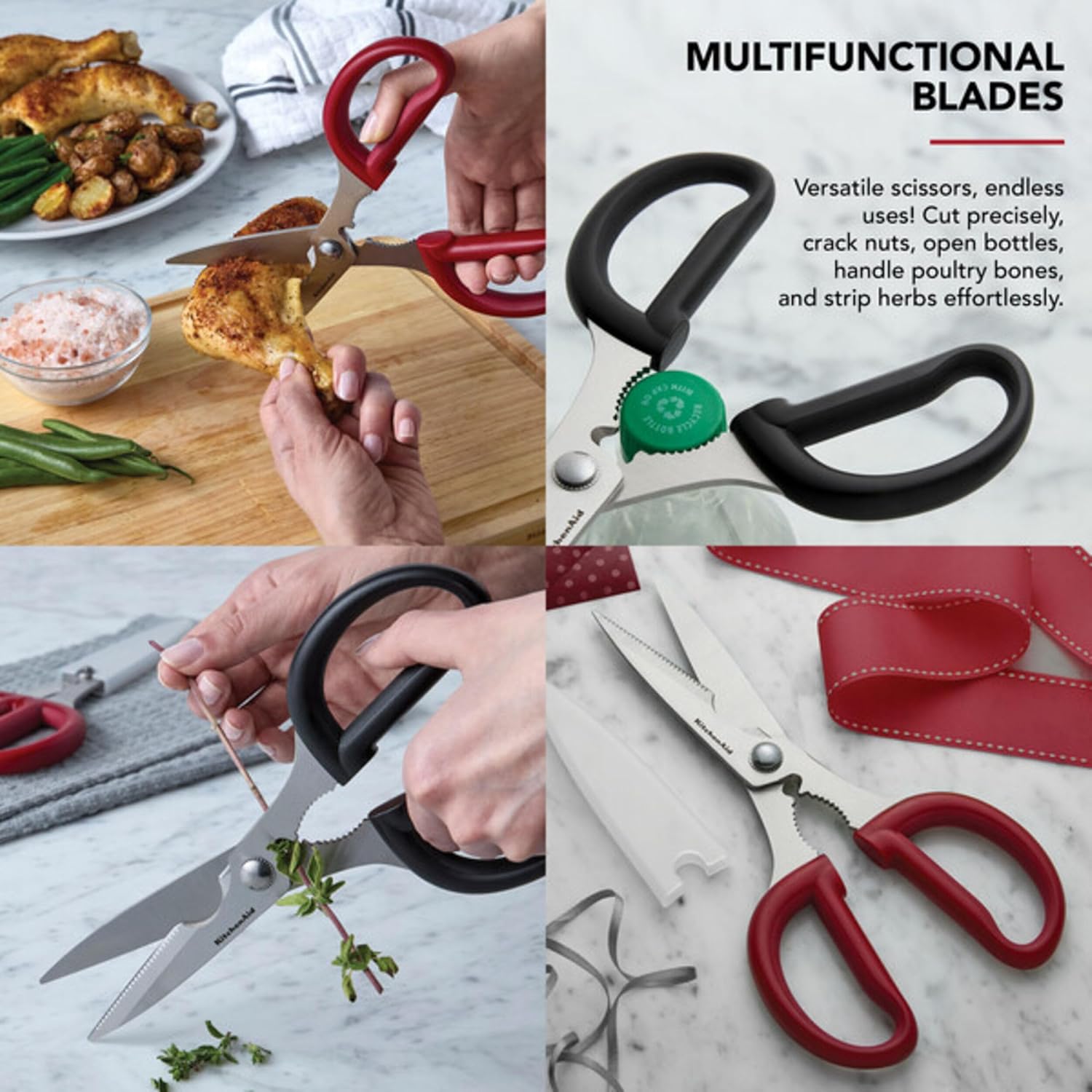 KitchenAid All Purpose Kitchen Shears with Protective Sheath for Everyday use, Dishwasher Safe Stainless Steel Scissors with Comfort Grip, 8.72-Inch, Black