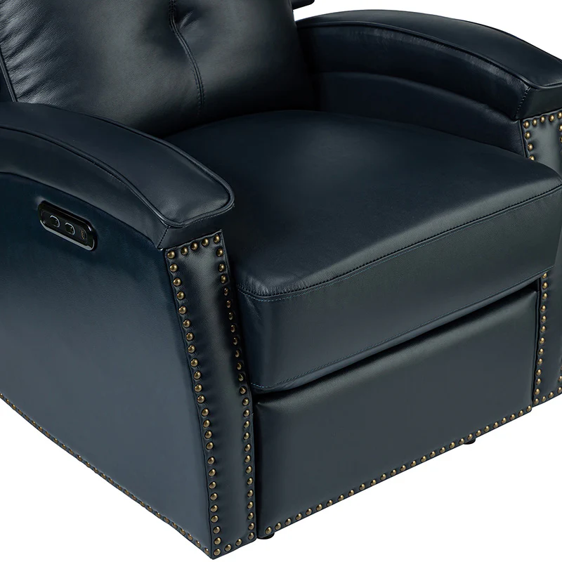 Stefan Genuine Leather Power Recliner with Nailhead Trim
