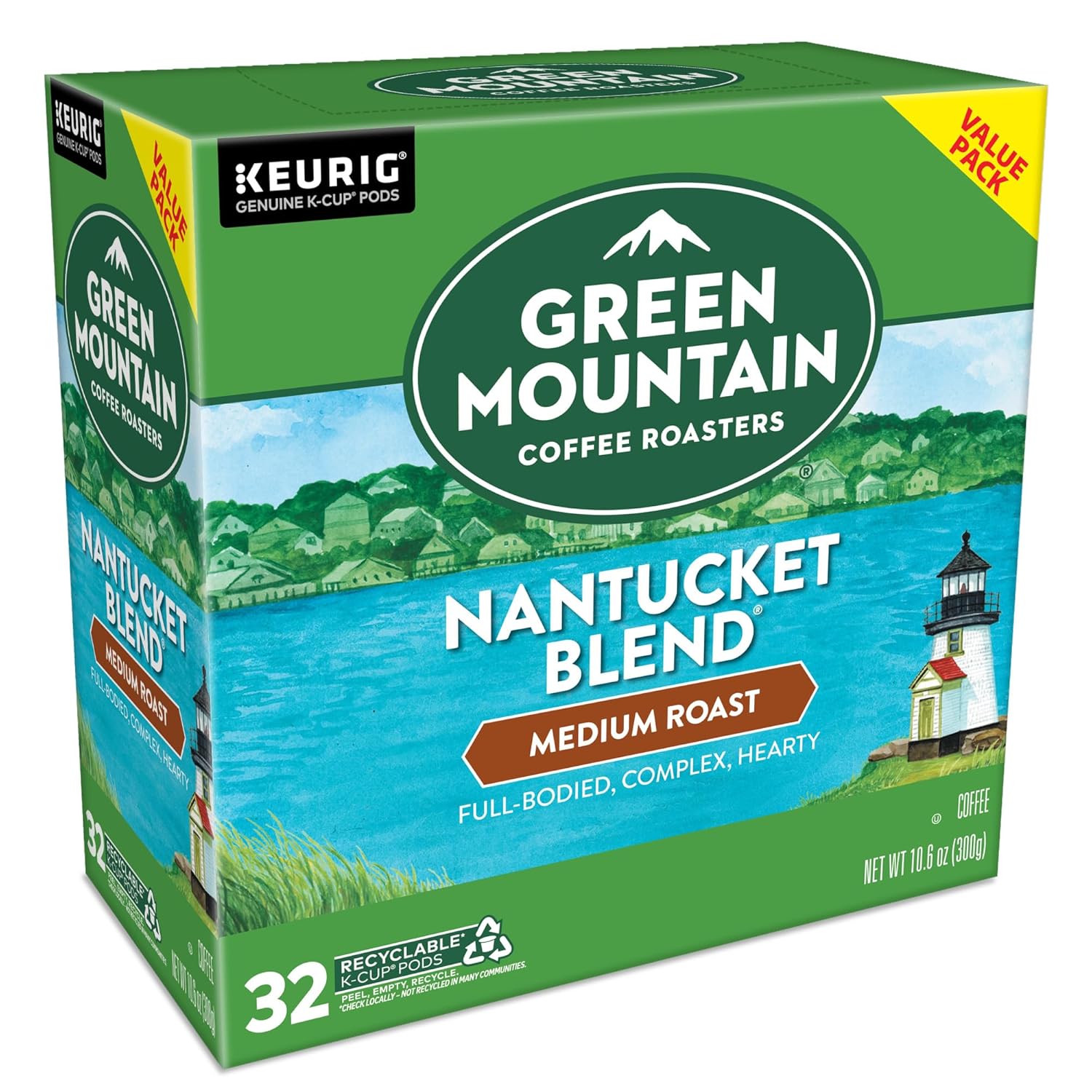 Green Mountain Coffee Roasters Half Caff Keurig Single-Serve K-Cup pods, Medium Roast Coffee, 72 Count (6 Packs of 12)