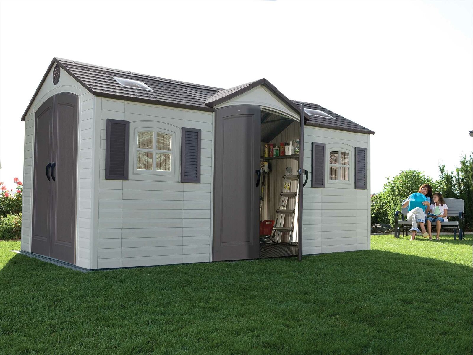 Dual Entry 15 ft. W x 8 ft. D Plastic Storage Shed