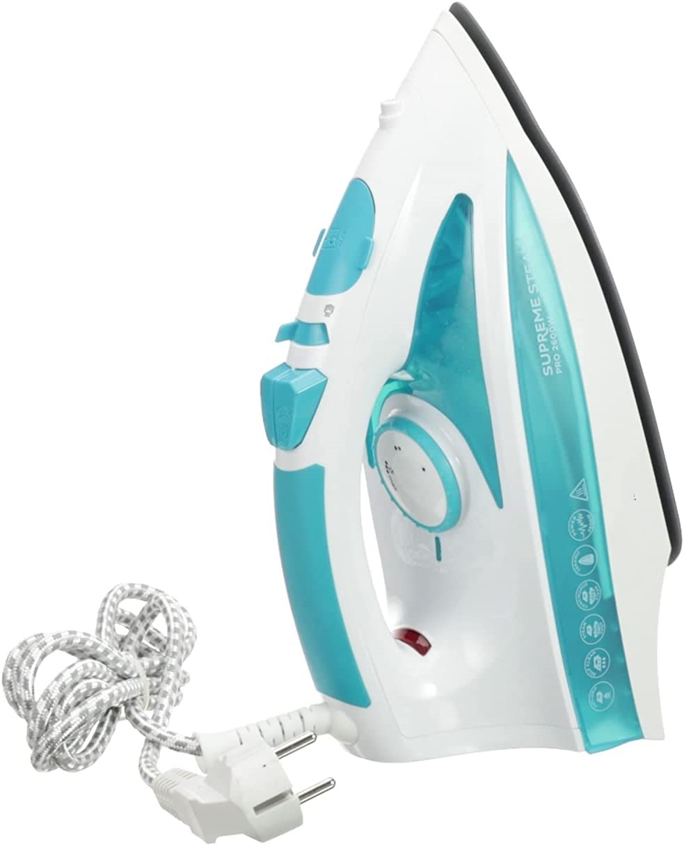 Professional Clothes Iron - 2600 W, Ceramic Soleplate, 210g Steam Boost, Self-Cleaning Function, White and Blue - 20562-56
