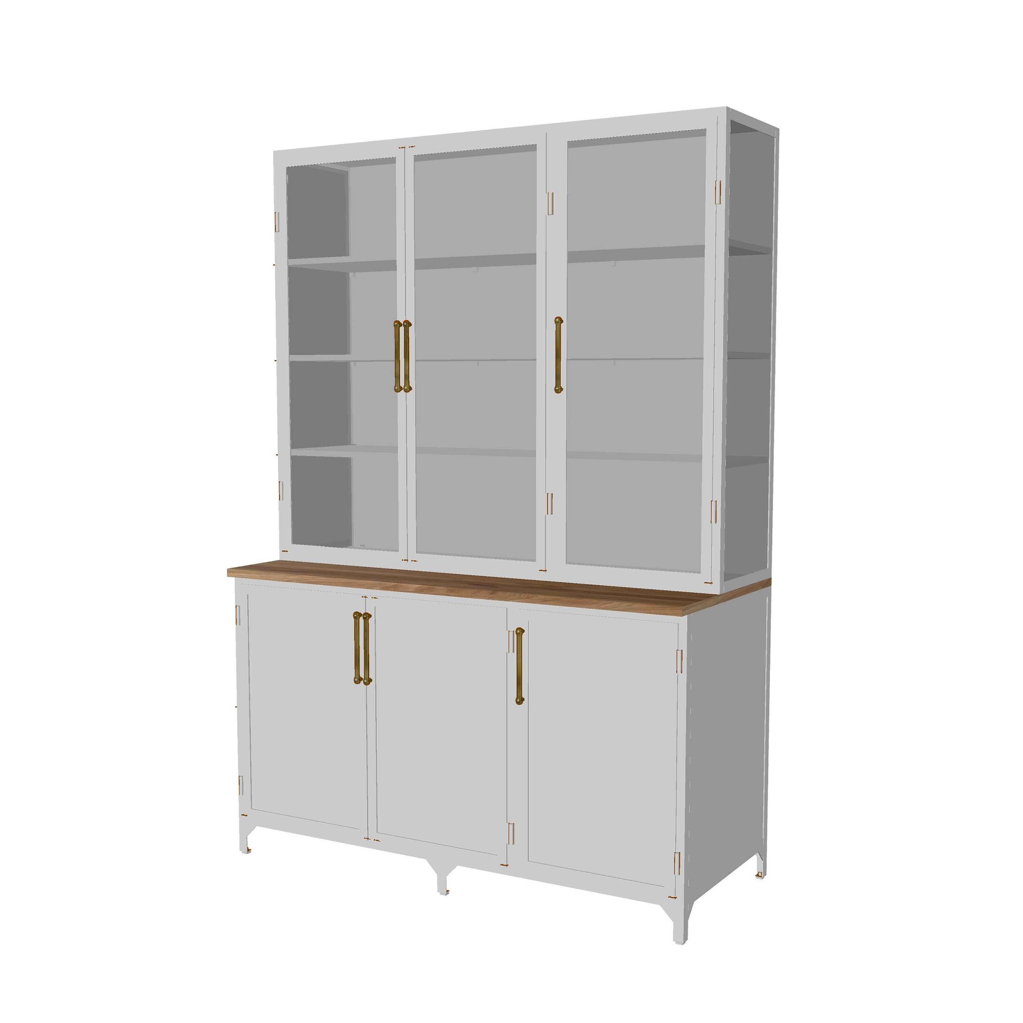 Colt 3- Door Glass Storage Cabinet with Counter (60