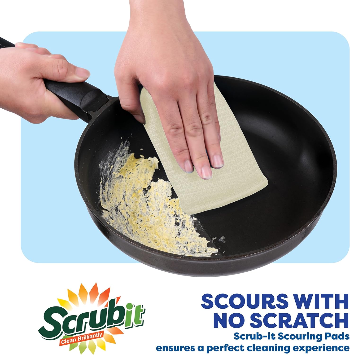 Multi-Purpose Scouring Pad by Scrub-It - Non-Scratch Cleaning Dobie Pads for Pots, Pans, Dishes, Utensils & Non-Stick Cookware - Sponge Scrubbers Use for Kitchen, Bathroom & More - 6 Pack