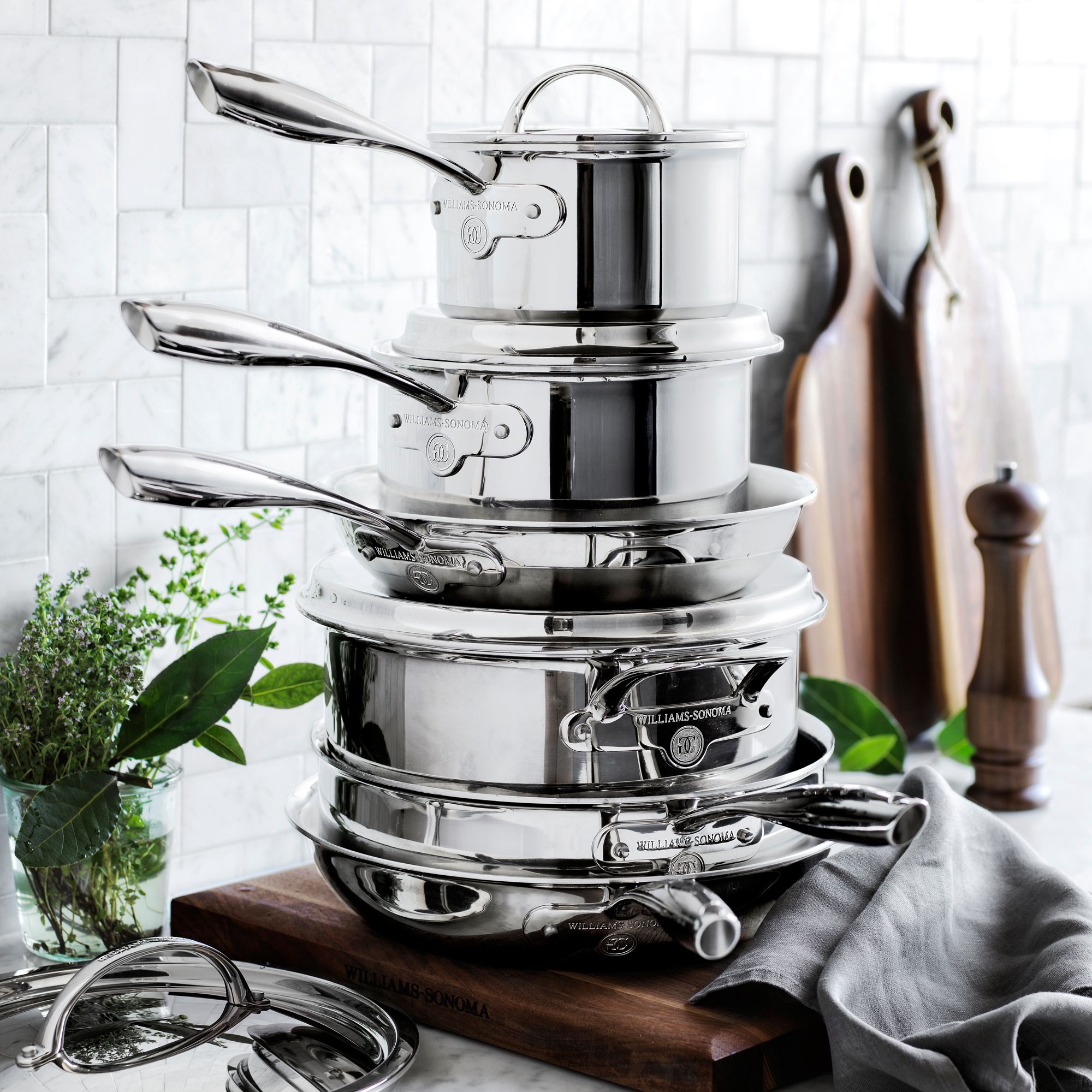 Williams Sonoma Signature Thermo-Clad Stainless-Steel 20-Piece Cookware Set