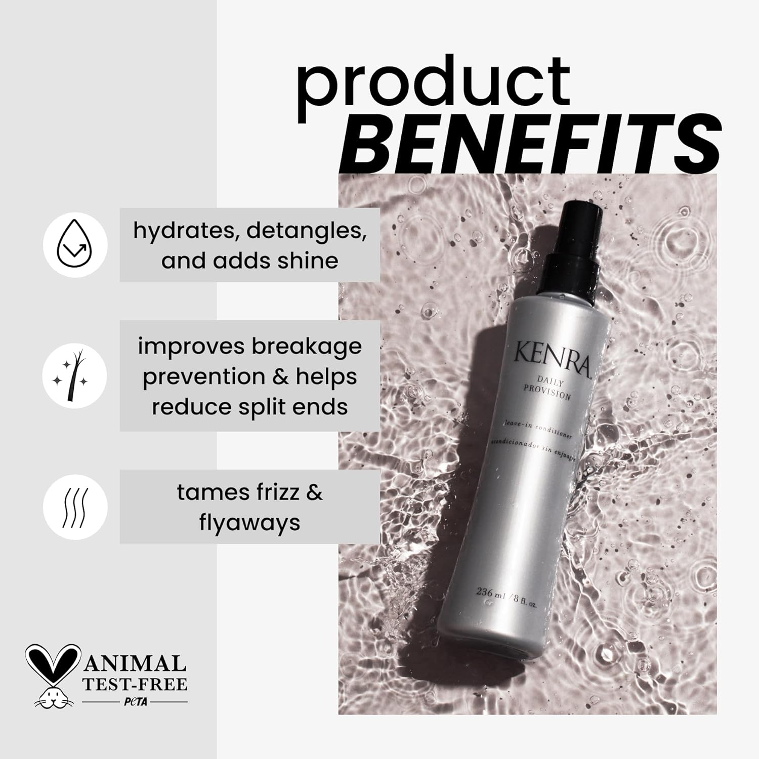 Kenra Daily Provision Leave-In Conditioner | Hydrates, Detangles, & Adds Shine | Tames Frizz & Flyaways | Thermal Protection | Helps Resist Humidity | All Hair Types