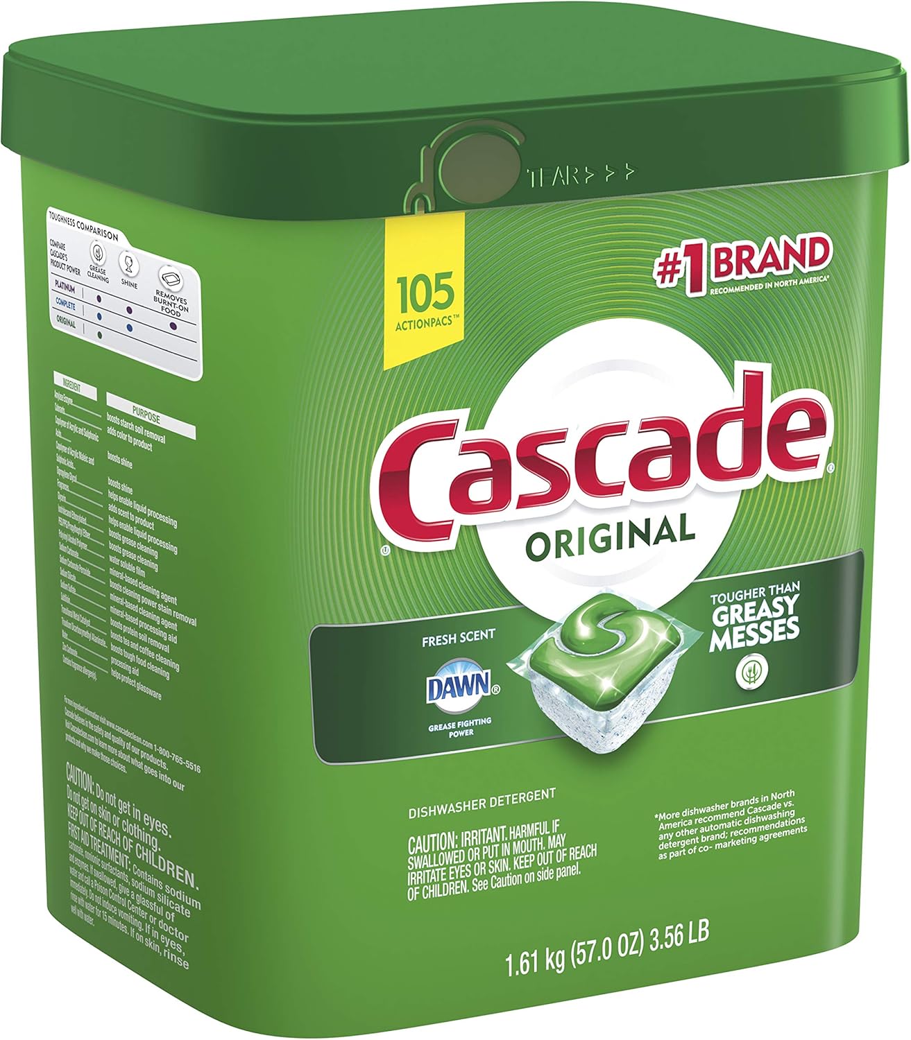 Cascade ActionPacs Dishwasher Detergent, Fresh Scent, 85-Count