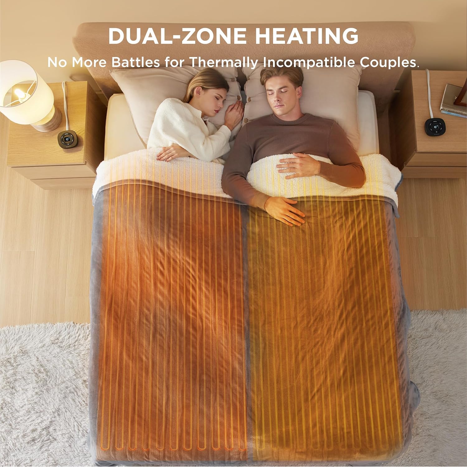 Bedsure Heated Blanket Electric Throw - Soft Flannel Electric Blanket, Heating Blanket with 4 Time Settings & 6 Heat Settings, Warm Blanket Gift for Grandma (50x60 inches, Grey)