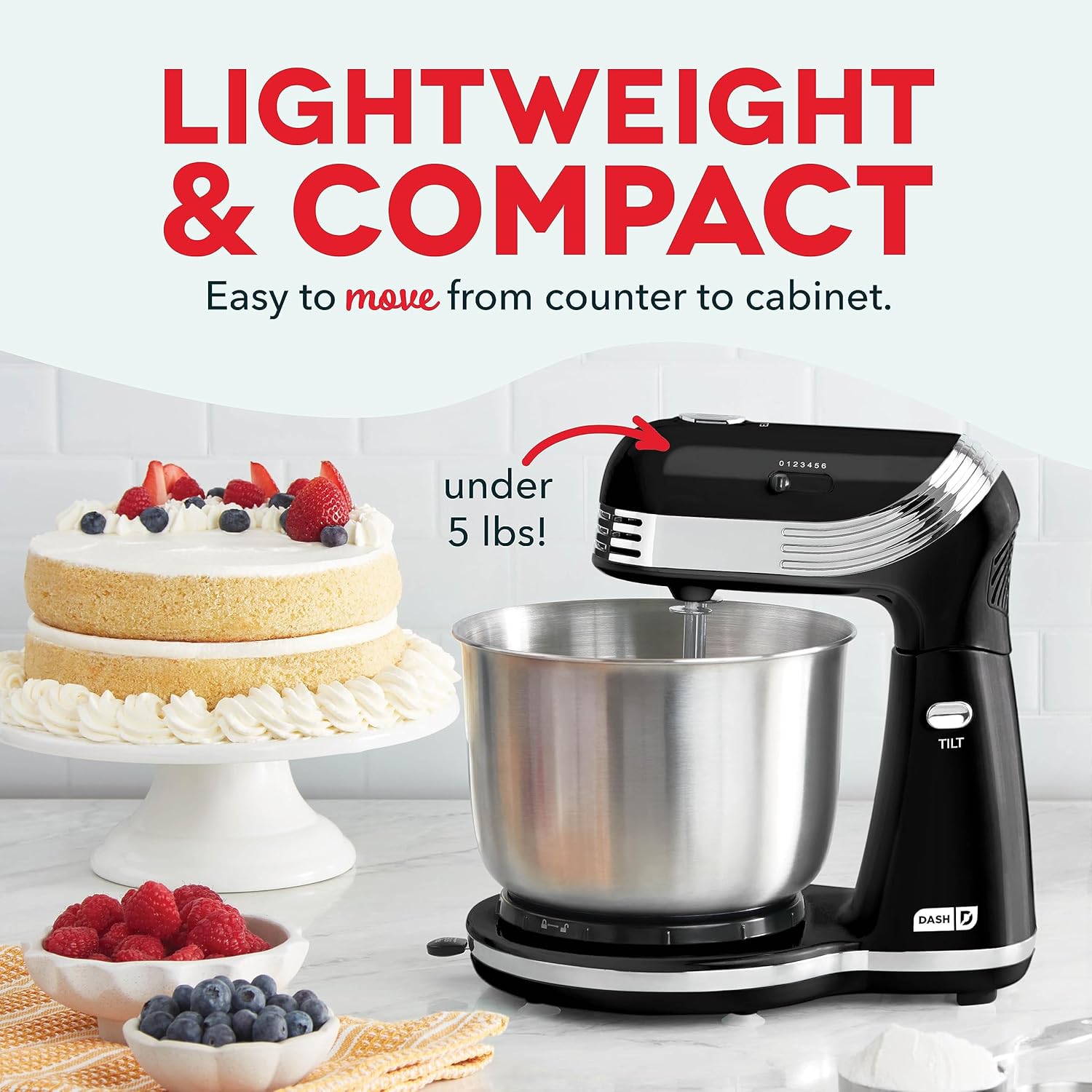 Dash Stand Mixer (Electric Mixer for Everyday Use): 6 Speed Stand Mixer with 3 Quart Stainless Steel Mixing Bowl, Dough Hooks & Mixer Beaters for Dressings, Frosting, Meringues & More - Aqua