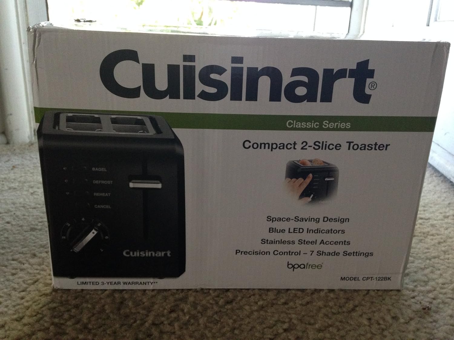 Cuisinart CPT-122BK 2-Slice Compact Plastic Toaster, Black