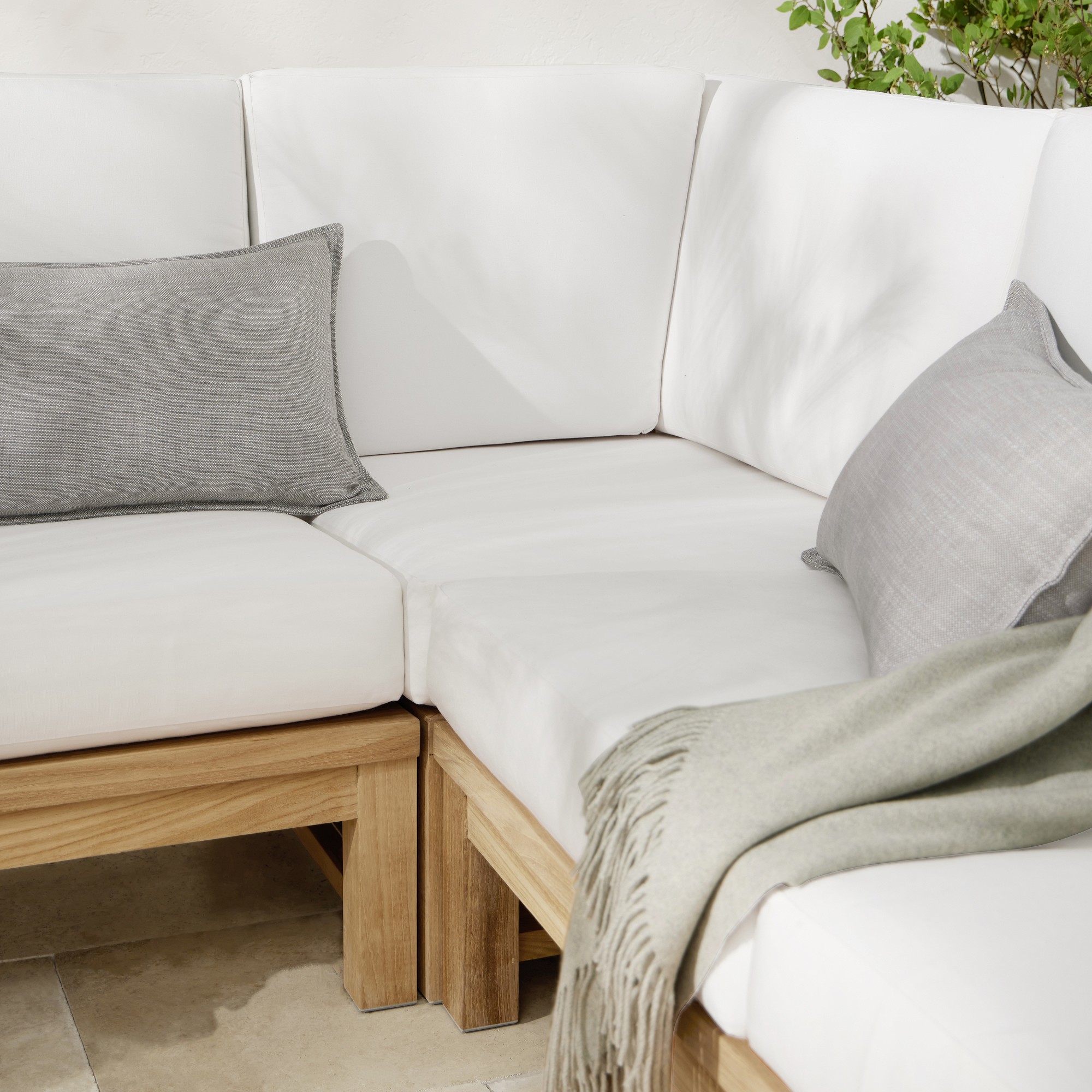 Larnaca Outdoor Natural Teak Customizable Sectional (62