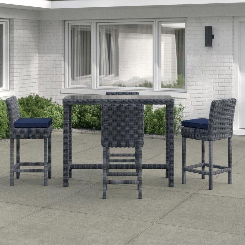 Keiran Rectangular 4 - Person 52'' Long Bar Height Dining Set with Cushions