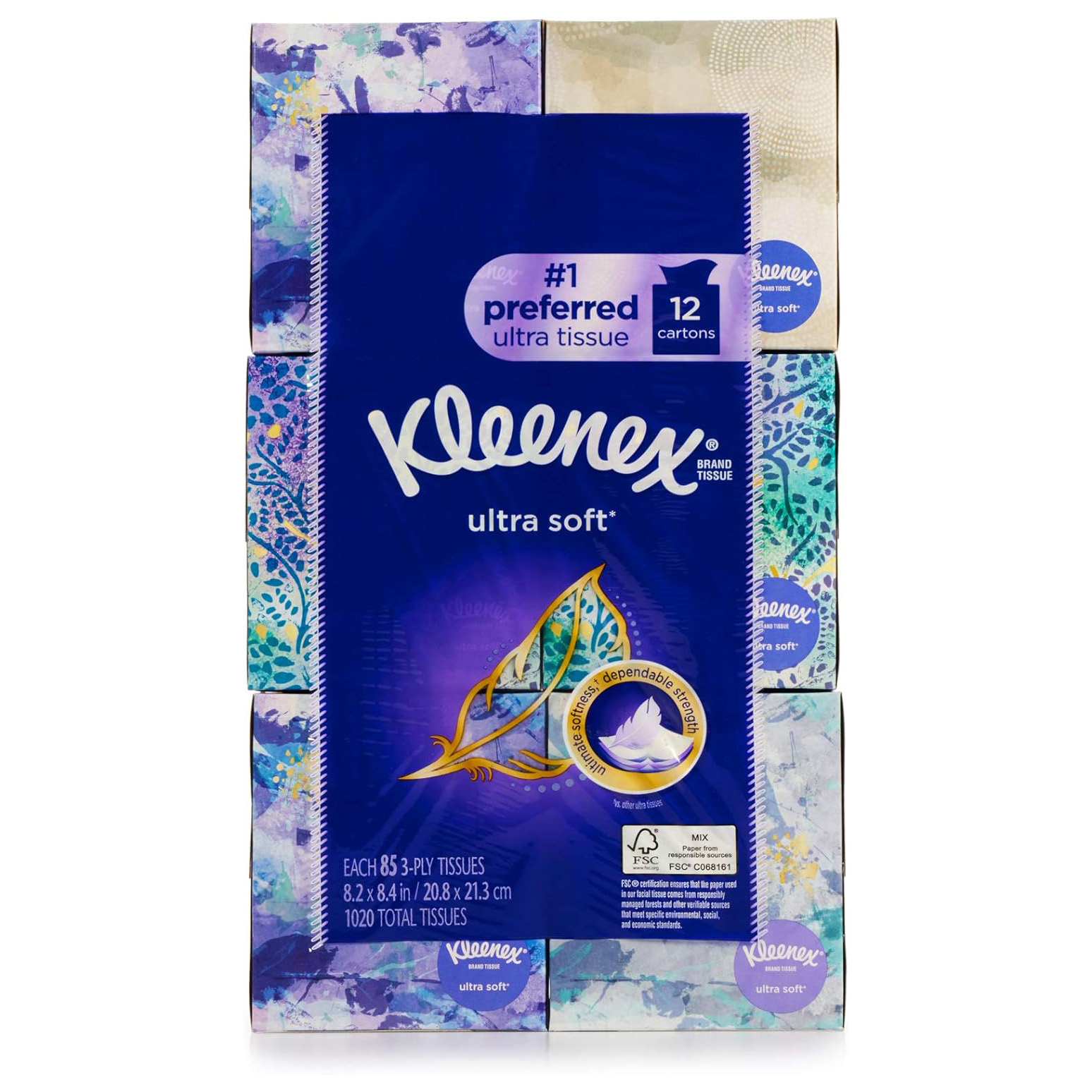 Kleenex Ultra Facial Tissue, 85 Count (Pack of 12)
