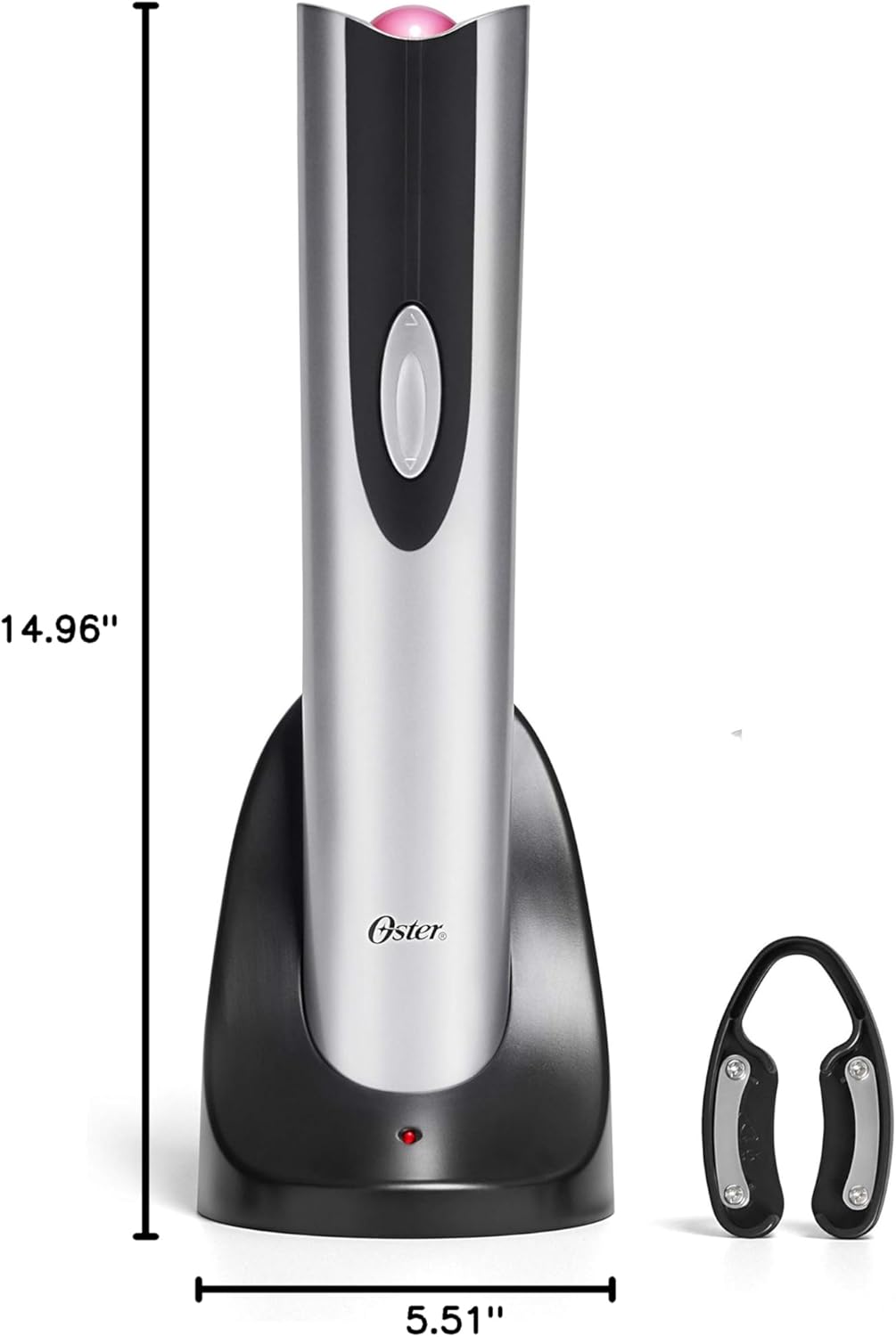 Oster Cordless Electric Wine Bottle Opener with Foil Cutter, FFP, One, Silver