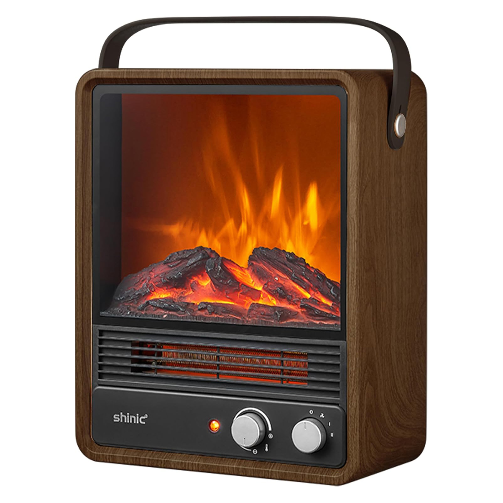 Shinic Portable Electric Fireplace Heaters with Crackling Sound & Realistic Flame,1500W/750W Space Heater, Safety Protection, Portable Fireplace Heater for Indoor UseHome Office Christmas Decoration