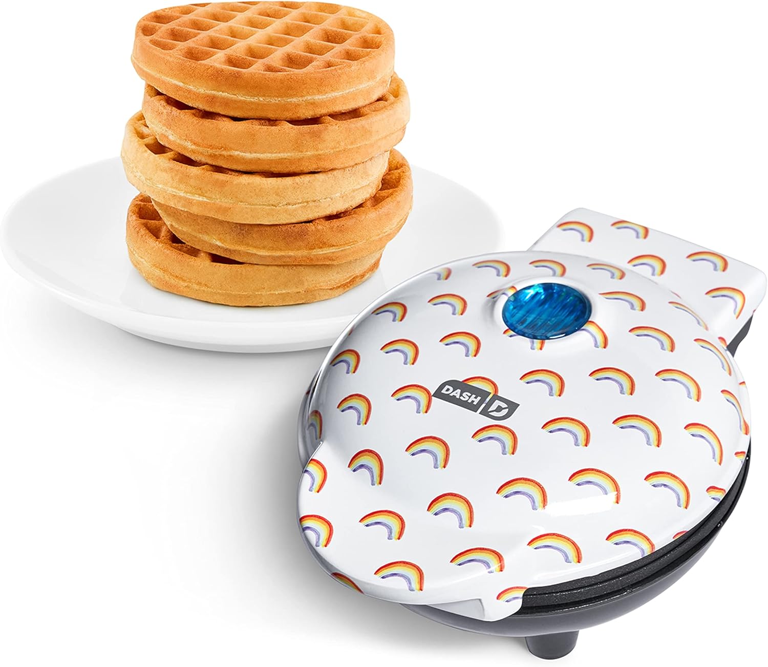 DASH Mini Waffle Maker - 4” Waffle Mold, Nonstick Waffle Iron with Quick Heat-Up, PTFE Nonstick Surface - Perfect Mini Waffle Maker for Kids and Families, Just Add Batter (Aqua)