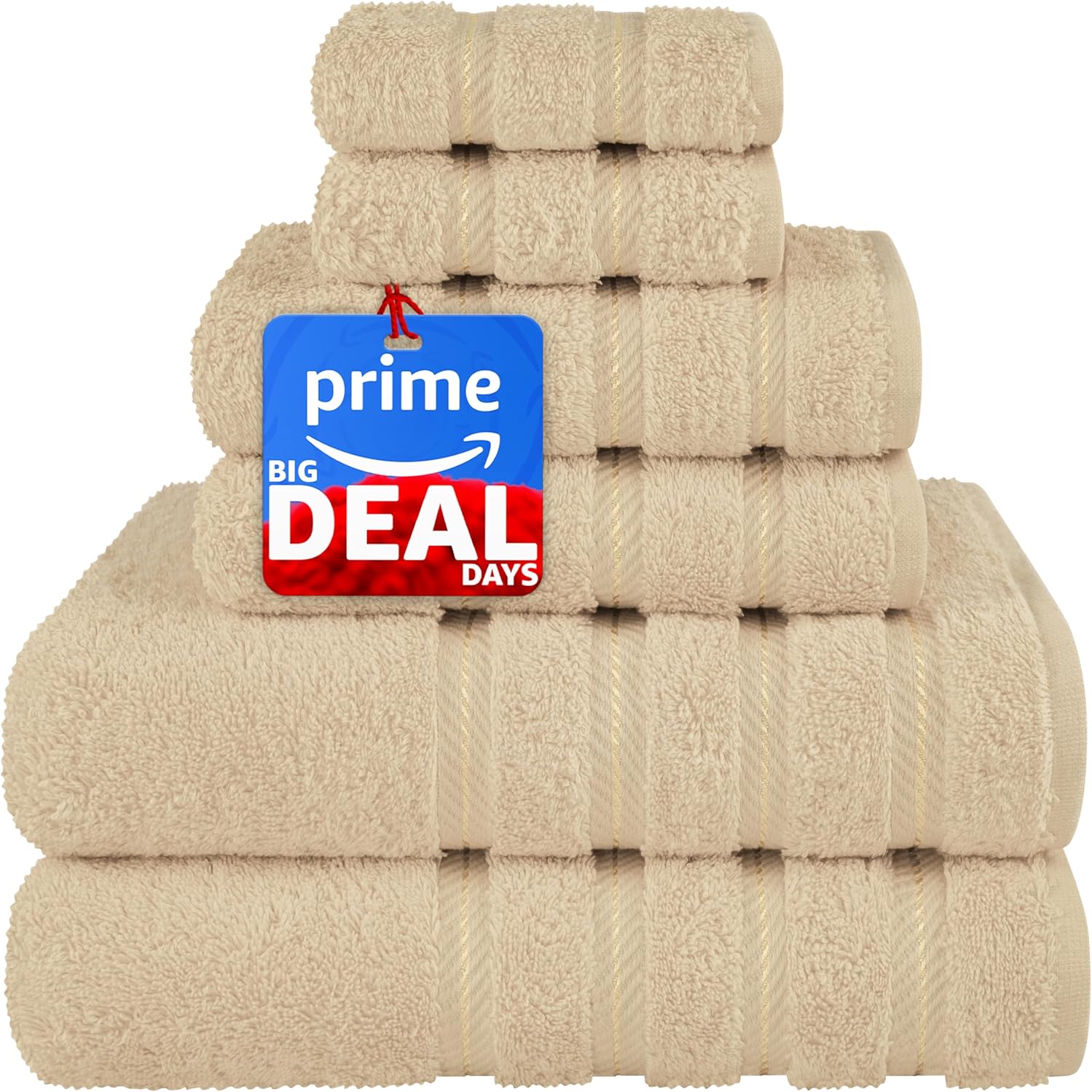 American Soft Linen Luxury 6 Piece Towel Set, 2 Bath Towels 2 Hand Towels 2 Washcloths, 100% Cotton Turkish Towels for Bathroom, Light Grey Towel Sets