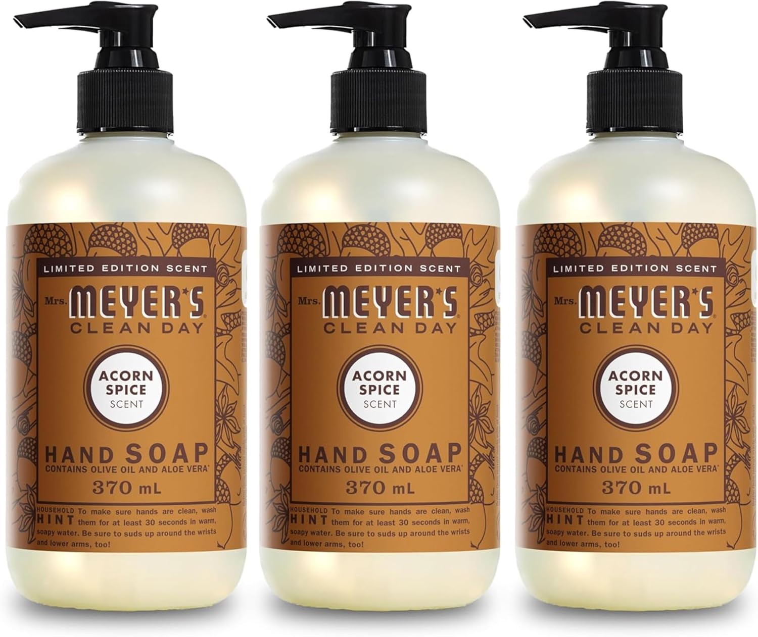MRS. MEYER'S CLEAN DAY Hand Soap, Made with Essential Oils, Apple Cider, 12.5 Fl Oz (Pack of 3)