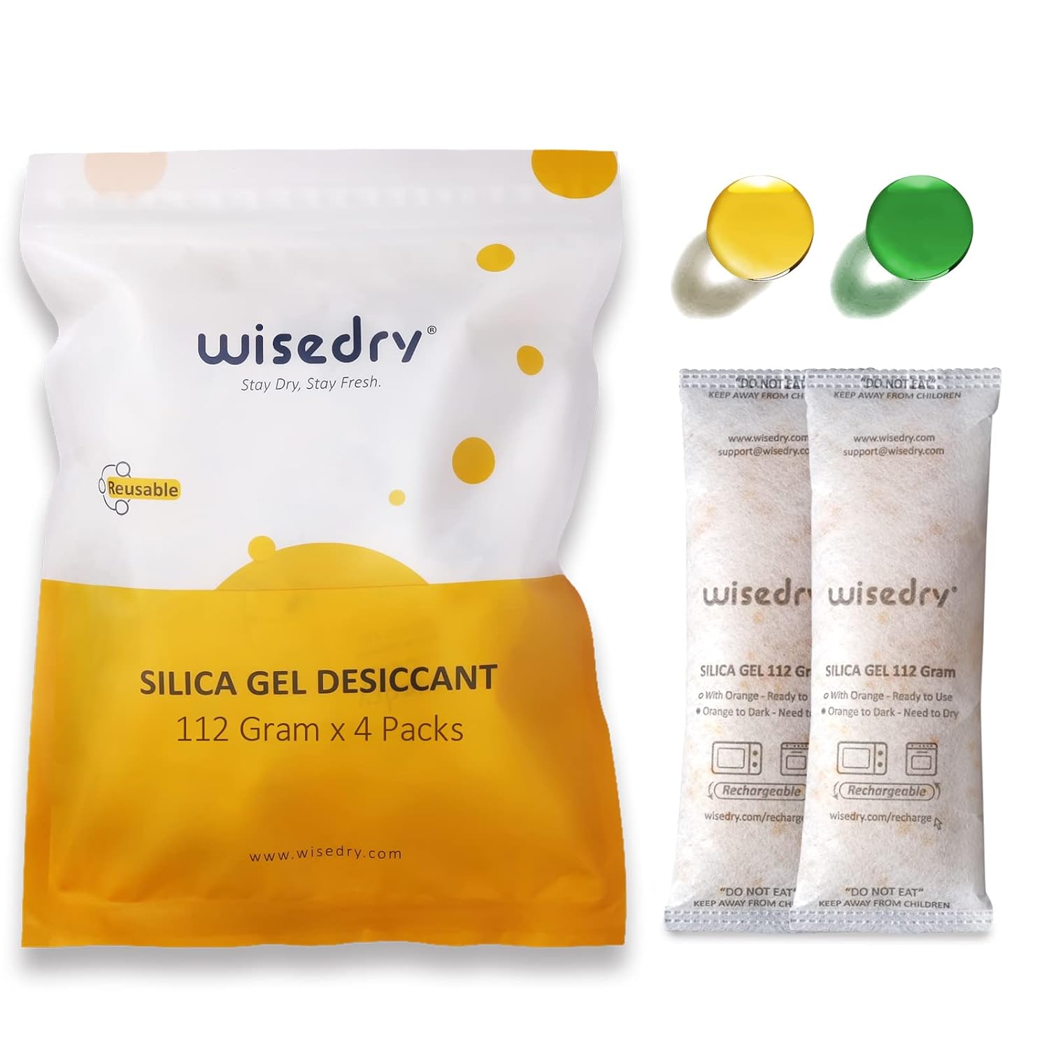 wisedry 2 x 500 Gram [2.2 lbs] Rechargeable Silica Gel Car Dehumidifier, Microwave Fast Reactivated Desiccant Packets Large for Gun Safe Closet Basement Garage Storage Moisture Absorbers Bag Reusable
