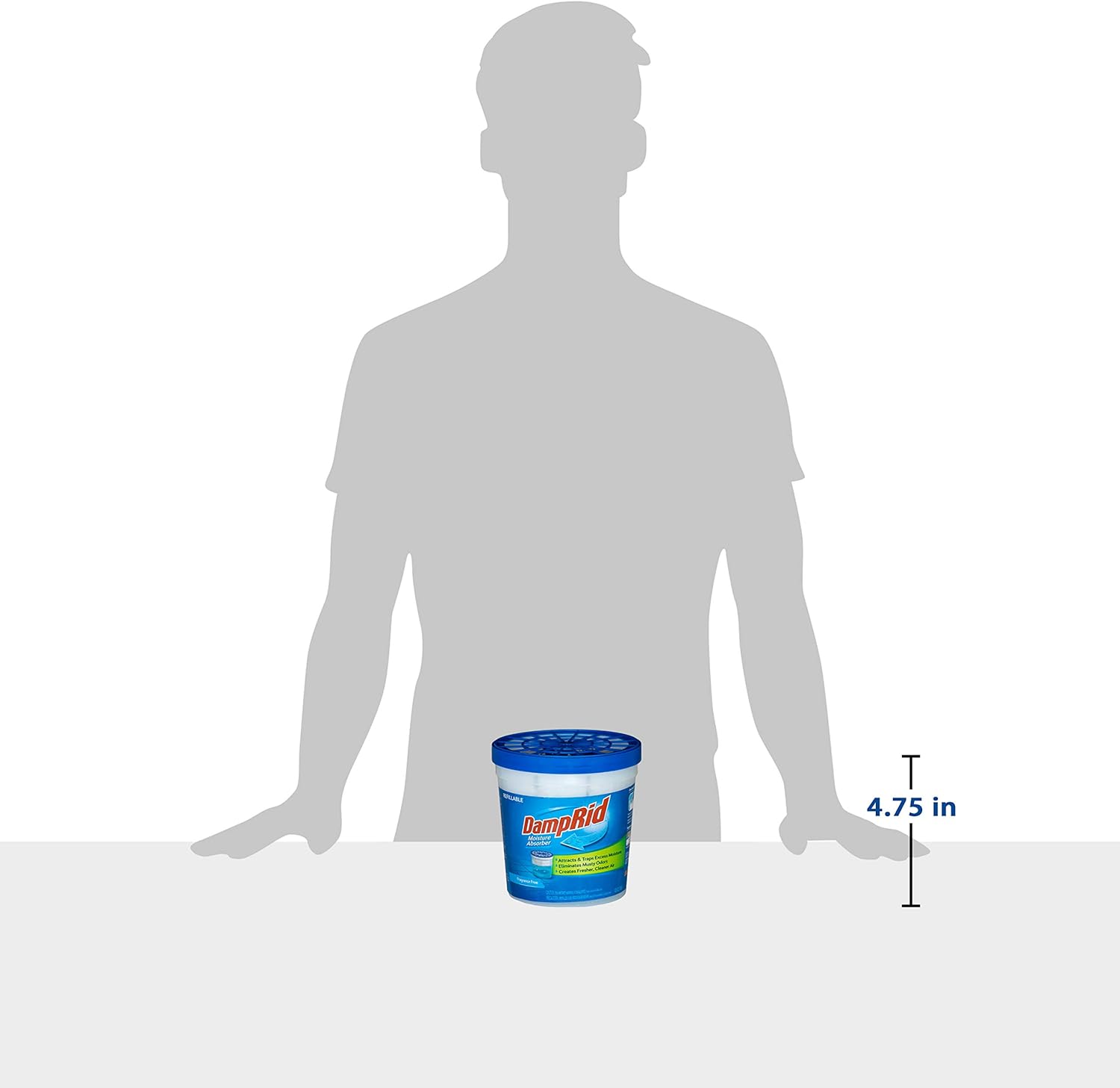 DampRid Refillable Moisture Absorber, 10.5 oz. Cups, 4 Pack, Fragrance Free, Traps Moisture for Fresher, Cleaner Air, No Electricity Required, Lasts Up To 60 Days