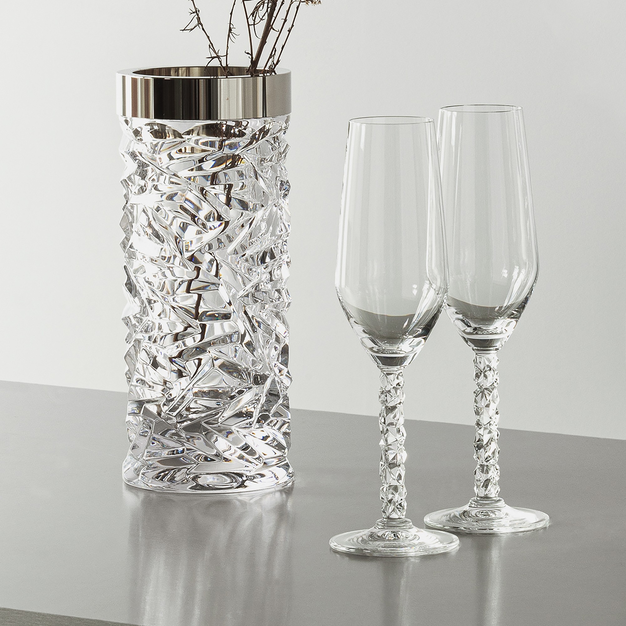 Orrefors Carat Champagne Glasses, Set of 2