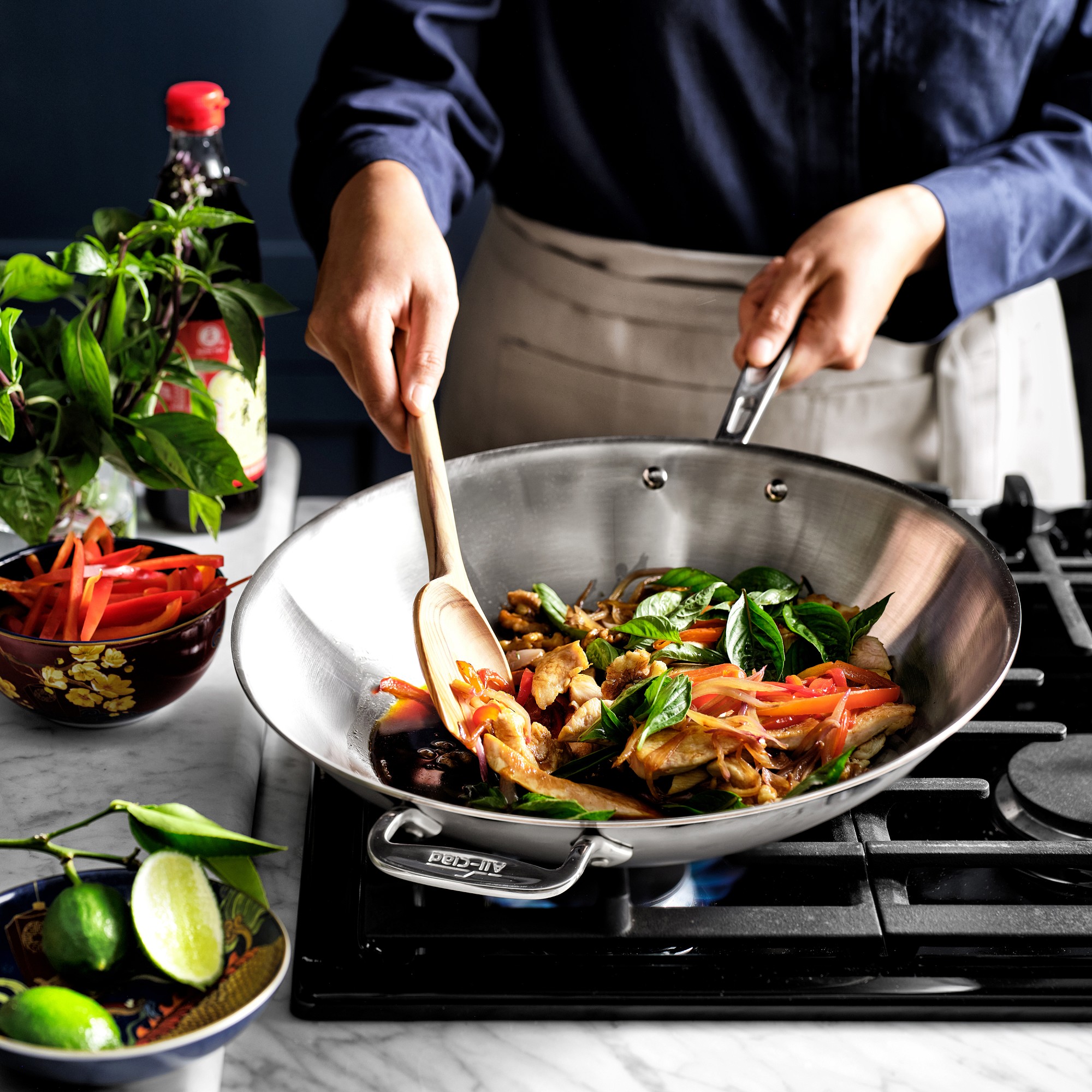 All-Clad D3® Tri-Ply Stainless-Steel Wok, 14