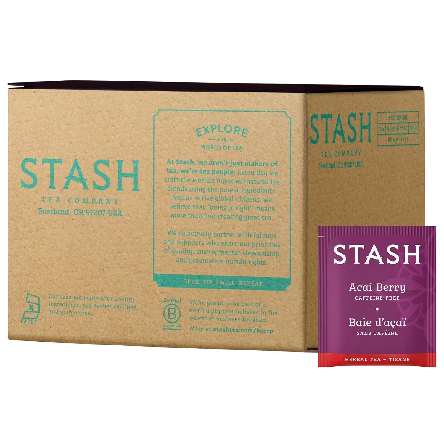 Stash Tea Double Bergamot Earl Grey Black Tea, Box of 100 Tea Bags