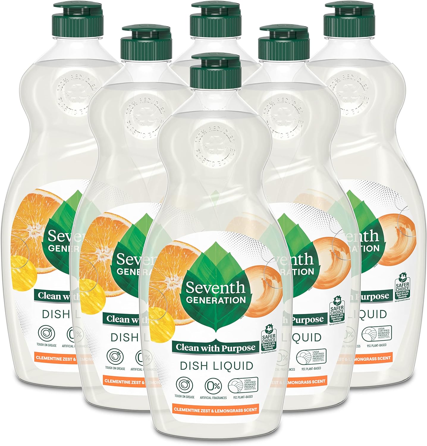Seventh Generation Dish Liquid Soap Free & Clear liquid soap Pack of 6 Dishwashing Soap Dish Soap for sensitive skin 19 oz