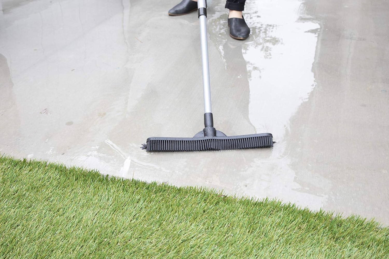 FURemover Original Indoor Pet Hair Rubber Broom with Carpet Rake and Squeegee, Black and Yellow