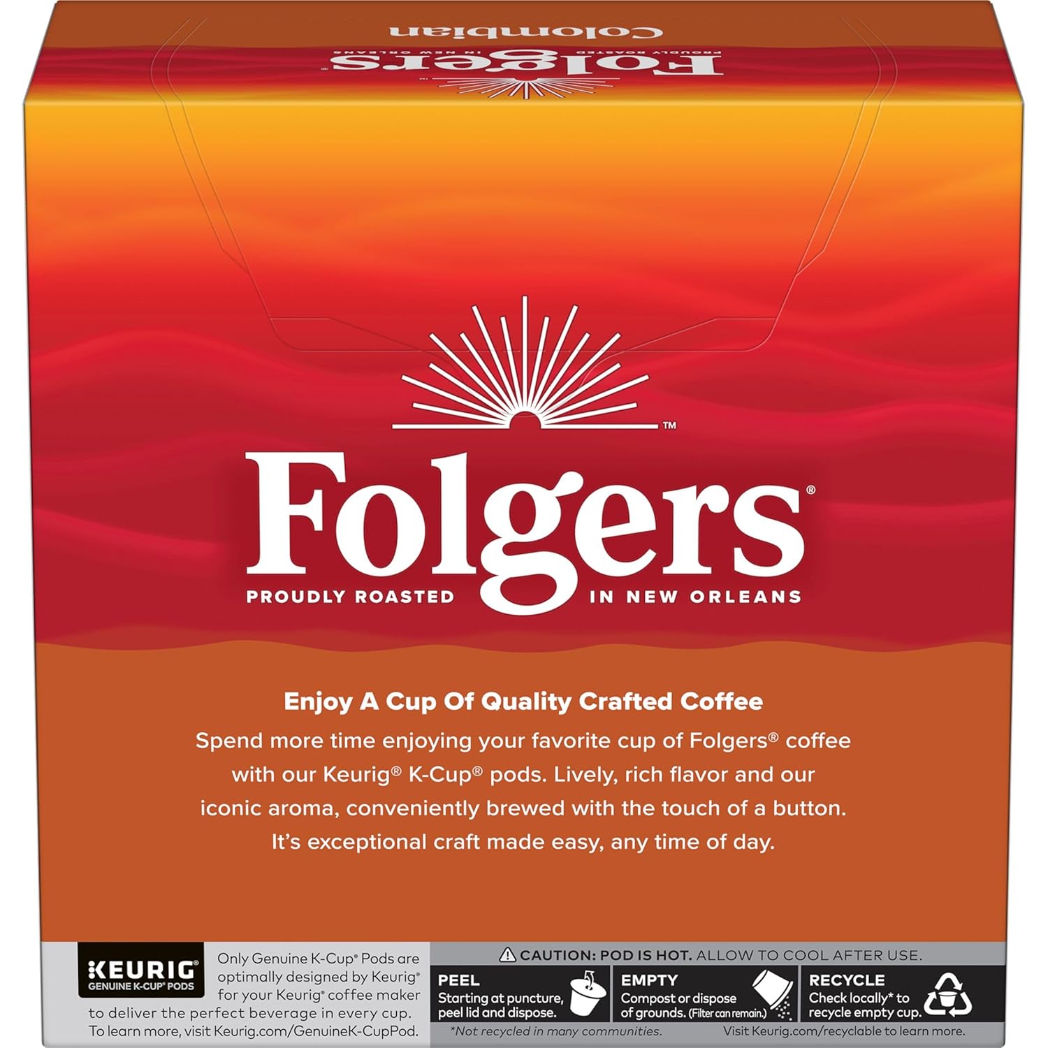 Folgers Classic Roast Medium Roast Coffee, 72 Keurig K-Cup Pods