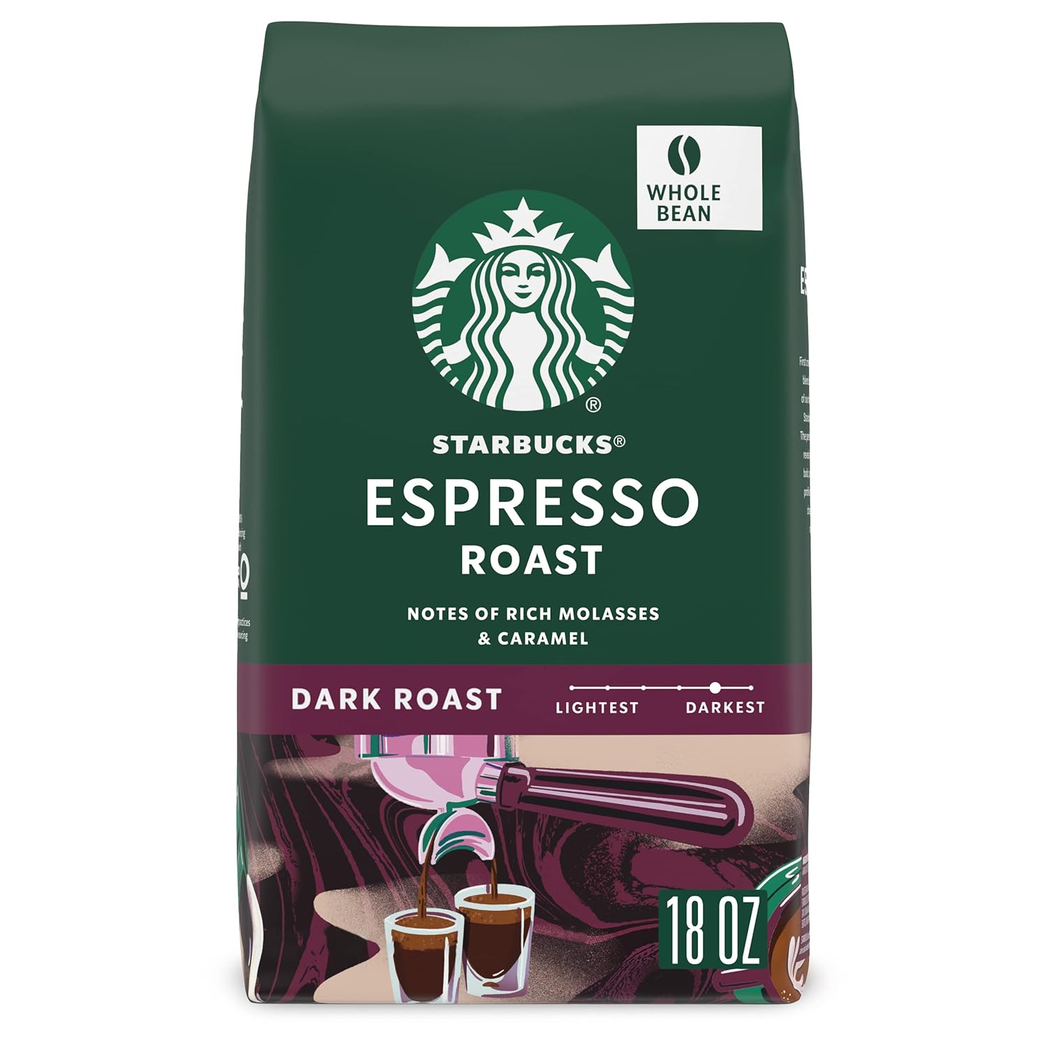 Starbucks Whole Bean Coffee, Dark Roast Coffee, Espresso Roast, 100% Arabica, 1 bag (40 oz)