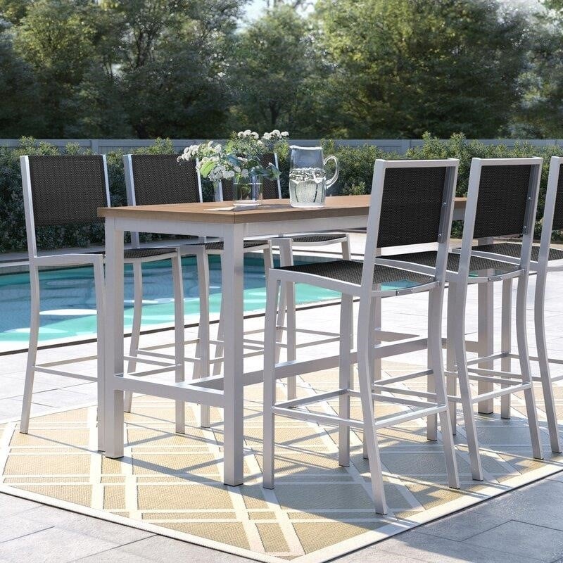 Mckinnon Rectangular 6 - Person 73'' Long Aluminum Bar Height Dining Set