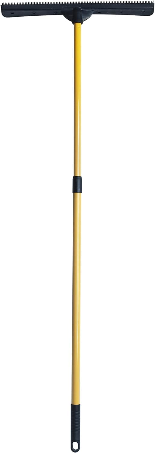 FURemover Original Indoor Pet Hair Rubber Broom with Carpet Rake and Squeegee, Black and Yellow
