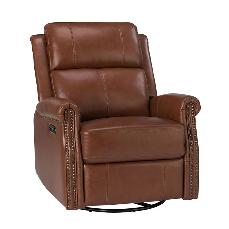 Kaietan Genuine Leather Power Rocking Recliner