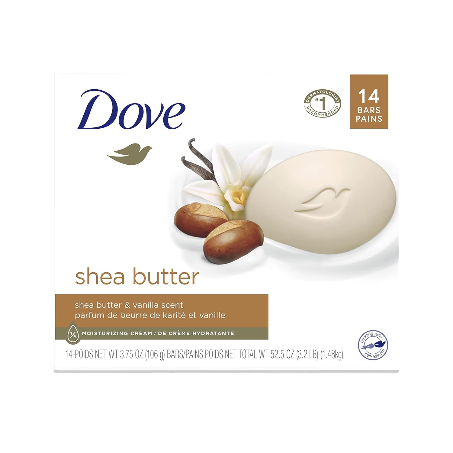 Dove Beauty Bar Gentle Skin Cleanser Shea Butter 8 Bars Moisturizing for Gentle Soft Skin Care More Moisturizing Than Bar Soap 3.75 oz