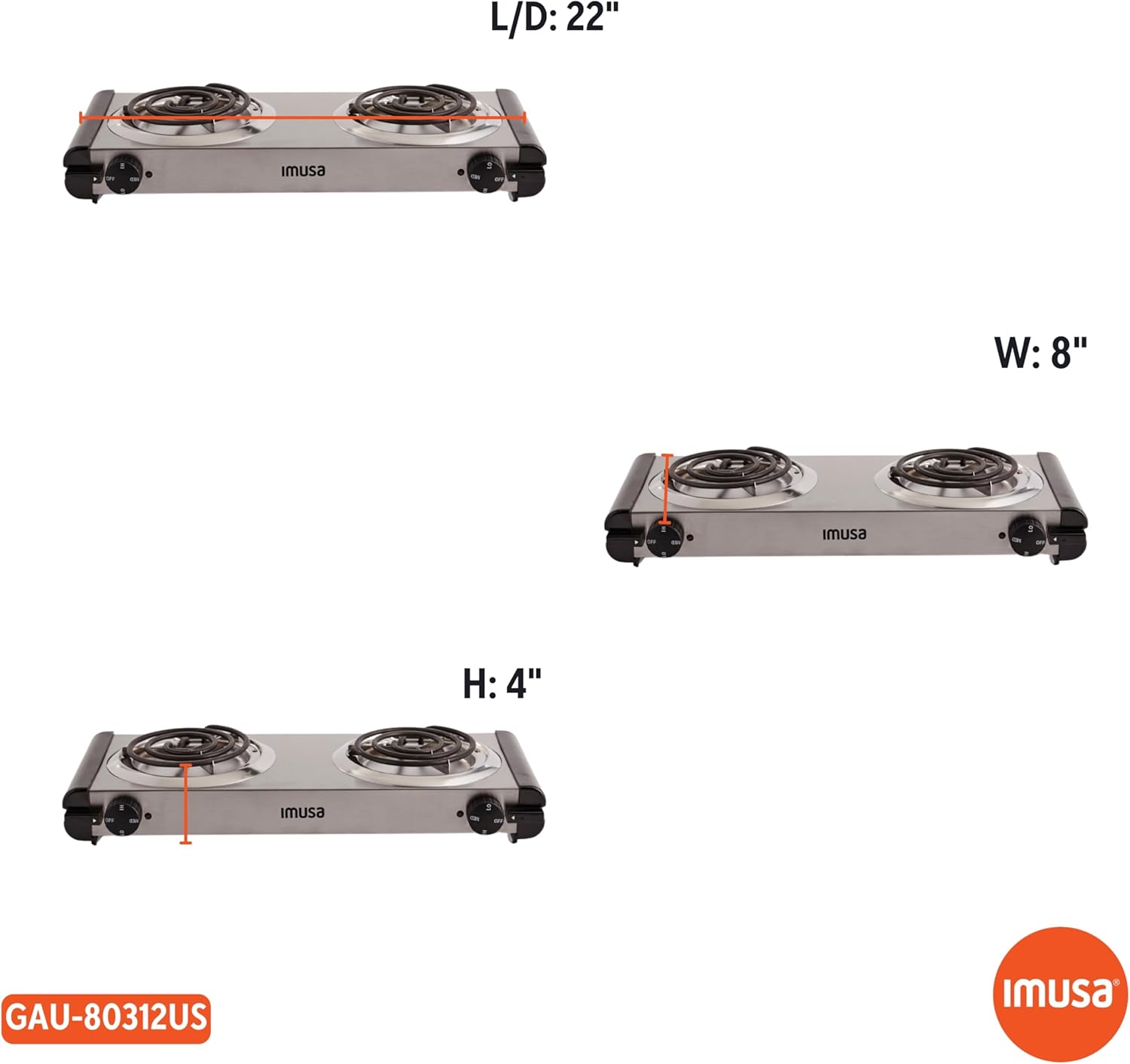 IMUSA USA GAU-80305 Electric Single Burner 1100-Watts, Black