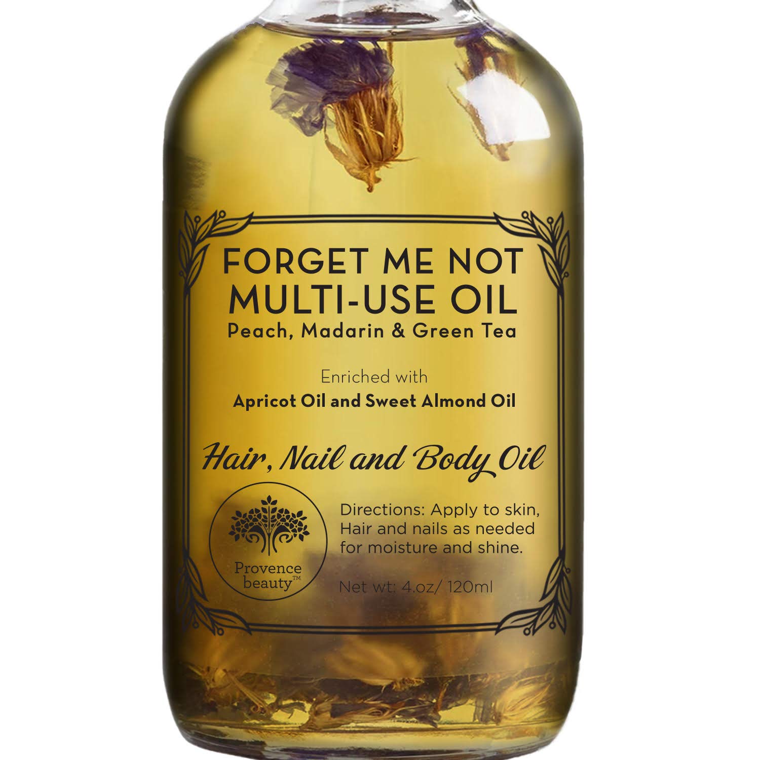 Provence Multi-Use Face, Body & Hair Oil - Hydrates Skin, Restores Shine - With Apricot, Coconut Oil & Vitamin E - 4 Fl Oz
