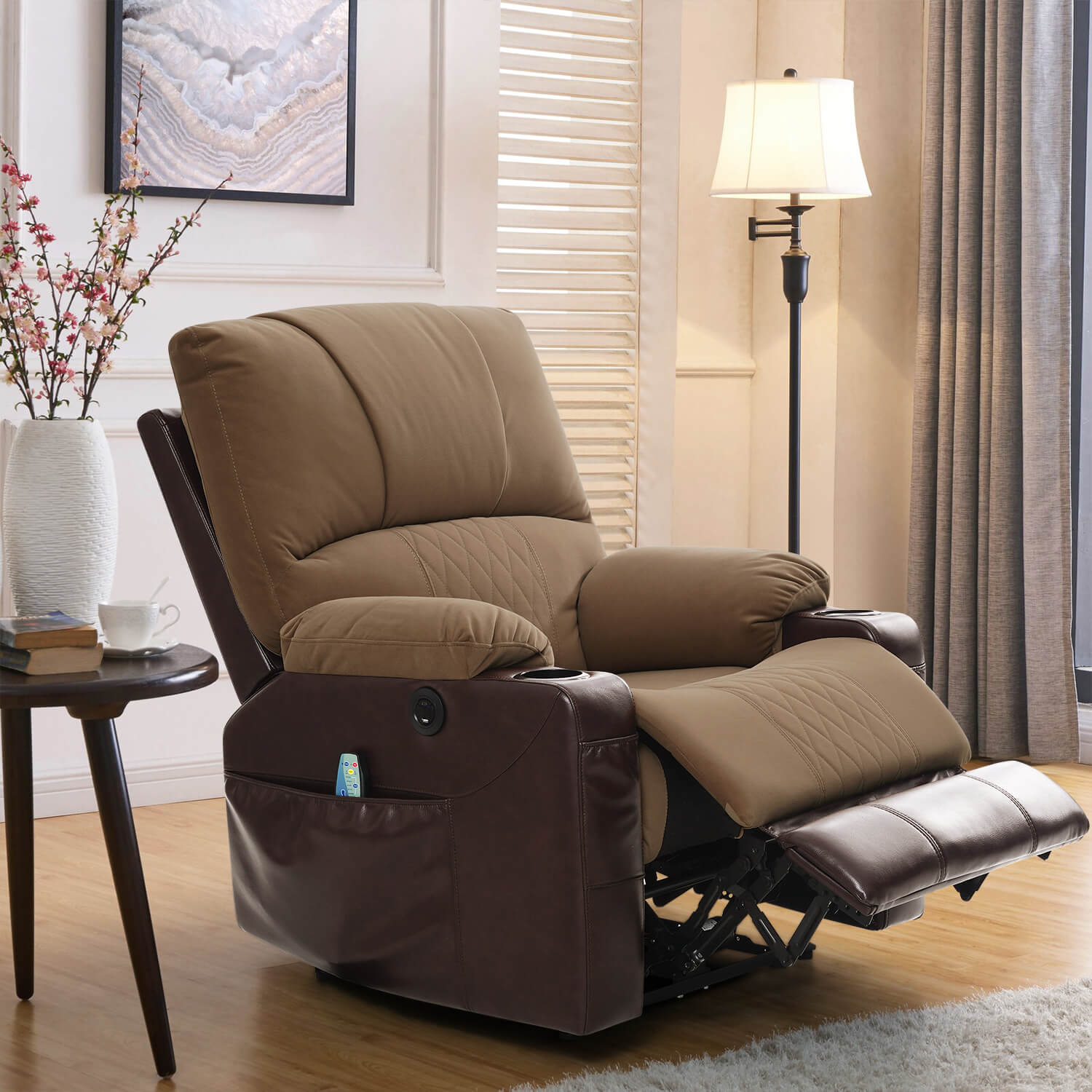 Power Recliner Chair with Heat and Massage, Wall Hugger
