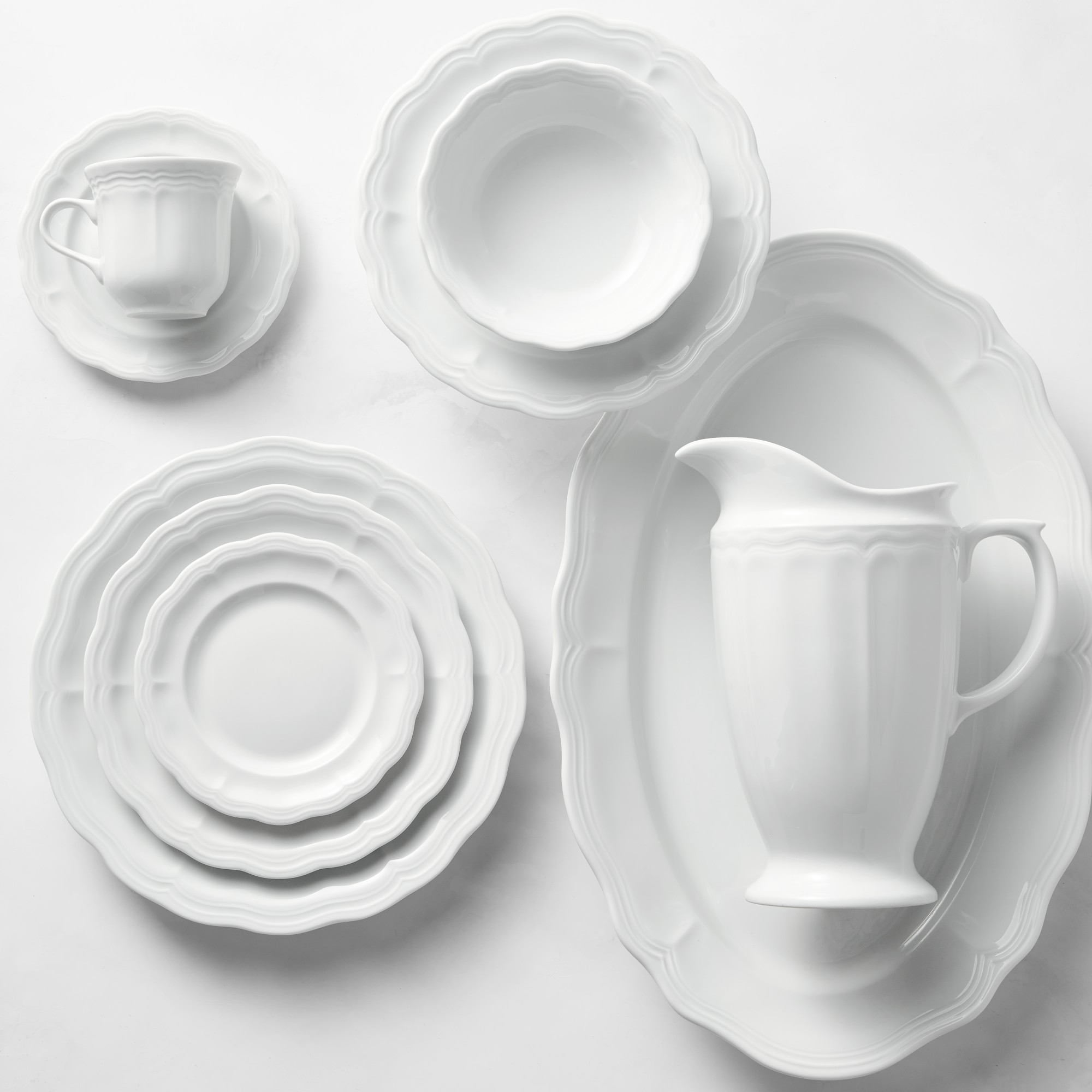 Pillivuyt Queen Anne Porcelain Cups & Saucers