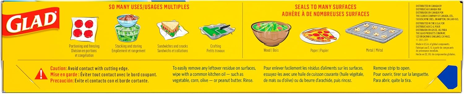 Glad Press'N Seal Plastic Food Wrap, 70 Square Foot Roll (Package May Vary)