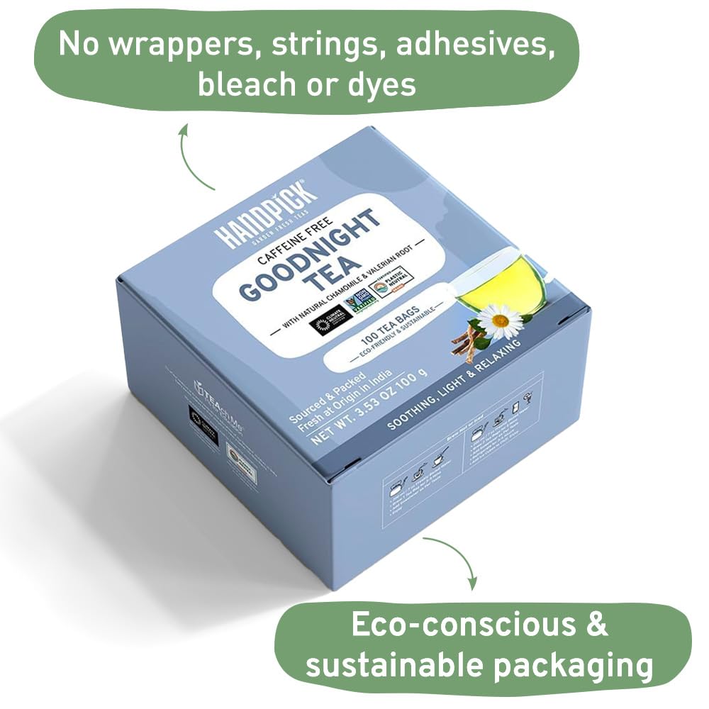 HANDPICK, Peppermint Tea, Eco-Conscious Tea Bags - 100 Count | Caffeine Free, Non-GMO | Minty, Fresh & Cool flavor | Direct From Source