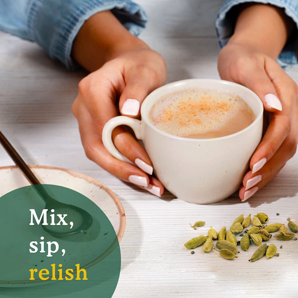 VAHDAM, Organic Turmeric Ginger Herbal Tea Bags (100 Pyramid Tea Bags) Caffeine Free, Non GMO, Gluten Free | 100% Pure Herbal Blend - Savory & Spicy | Plant-Based Tea Bags | Resealable Ziplock Pouch