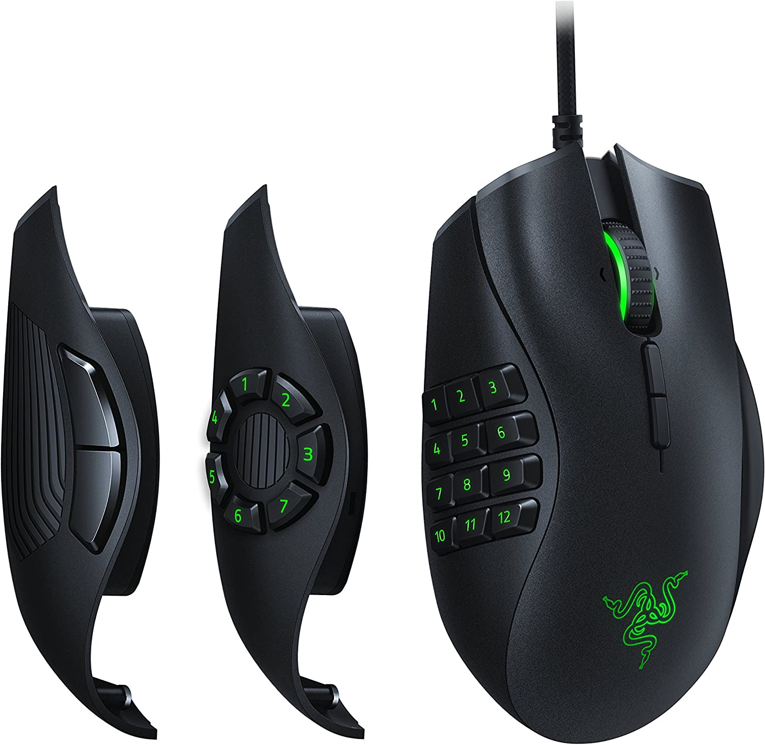 Razer Naga Pro Wireless Gaming Mouse: Interchangeable Side Plate w/ 2, 6, 12 Button Configurations - Focus+ 20K DPI Optical Sensor - Fastest Gaming Mouse Switch - Chroma RGB Lighting