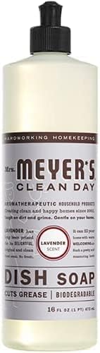 MRS. MEYER'S CLEAN DAY Liquid Dish Soap, Biodegradable Formula, Basil, 16 fl. oz - Pack of 3