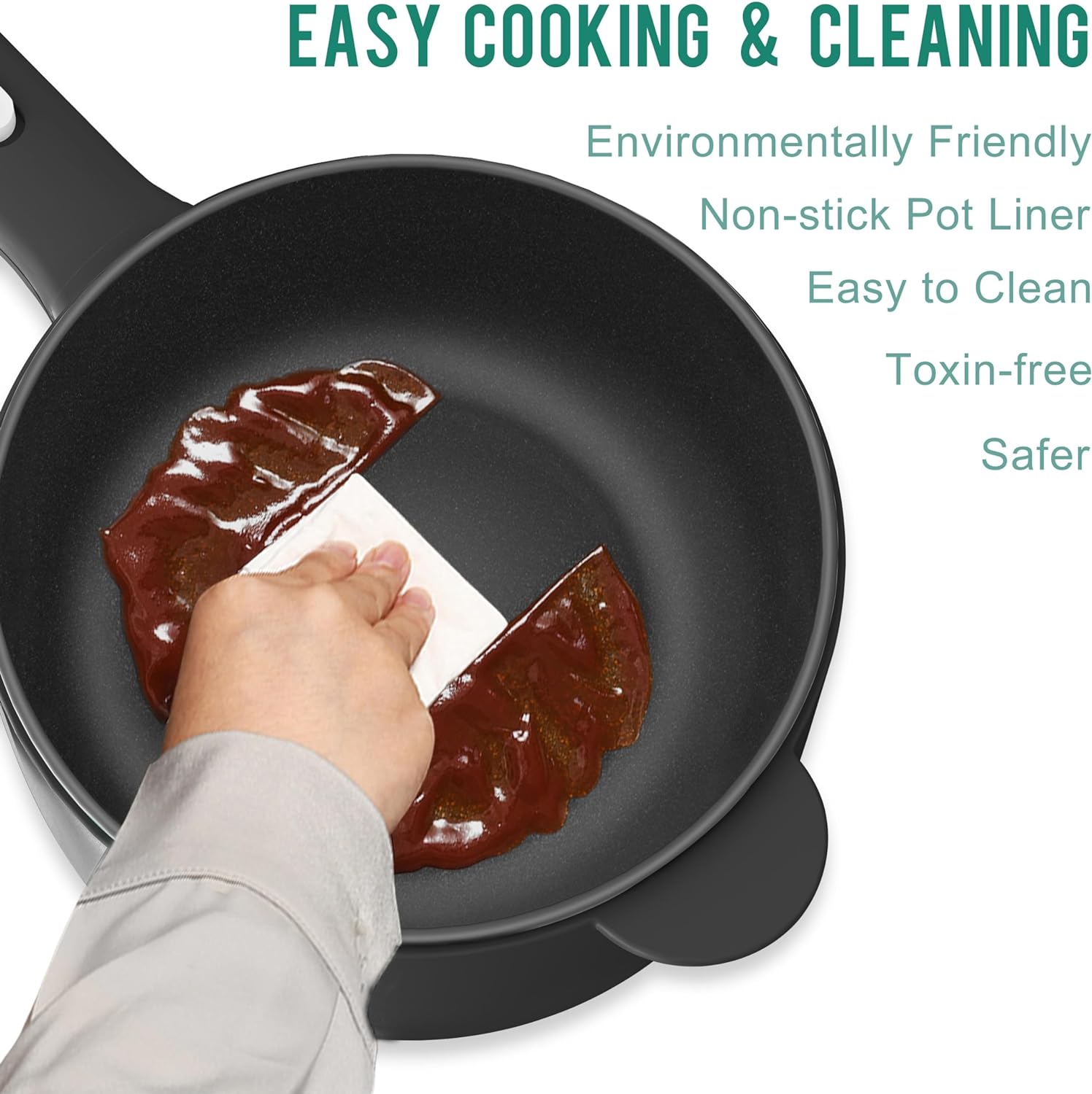 Dezin Electric Cooker, 2L Non-Stick Sauté Pan, Rapid Noodles Cooker, Mini Pot for Ramen with Power Adjustment, Dorm Room Essential (Egg Rack Included)