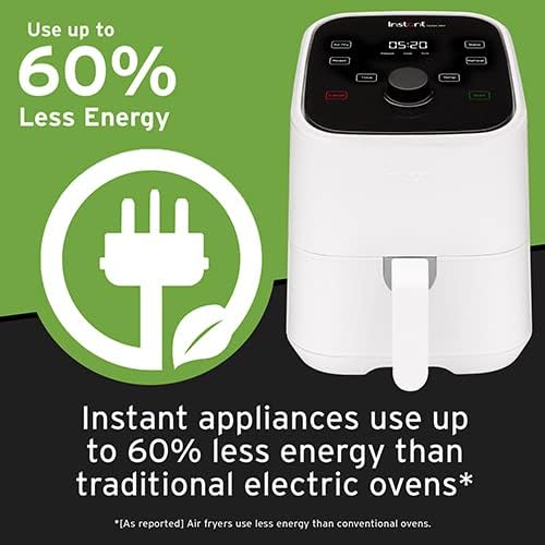 Instant Vortex 2QT Mini Air Fryer, Small Air fryer that Crisps, Reheats, Bakes, Roasts for Quick Easy Meals, Includes over 100 In-App Recipes, is Dishwasher-Safe, from the Makers of Instant Pot, Black